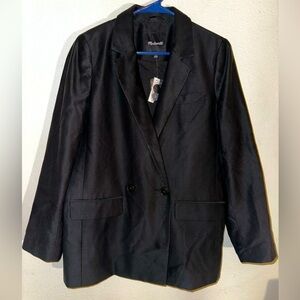 NWT Madewell black Caldwell Double Breasted blazer suit jacket M office career